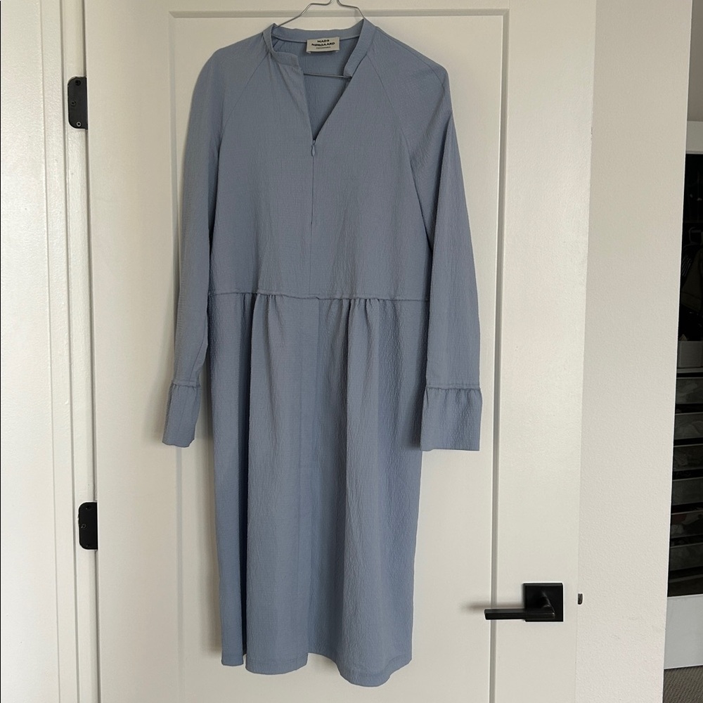 Light Blue Seersucker over sized dress from danish brand, Mads Nørgaard